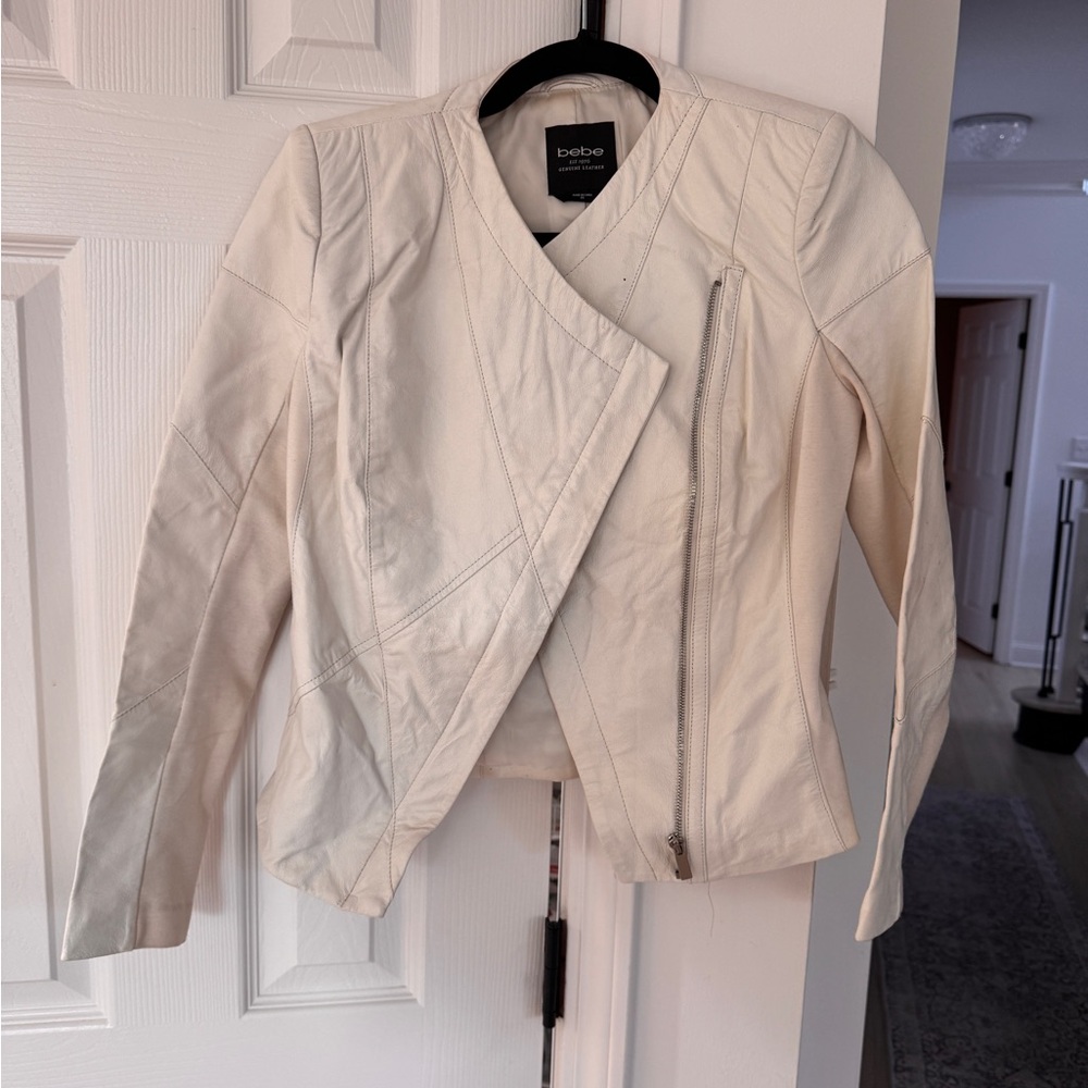 Bebe Women's Off-White Leather Jacket